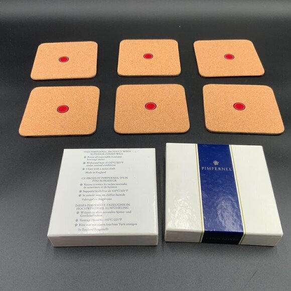Set of 6 Pimpernel Coasters Made in England Flemish Flowers Cork Backed Org Box - Picture 5 of 5